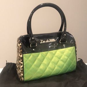 Lux de Ville Lime Green Black and Leopard Purse